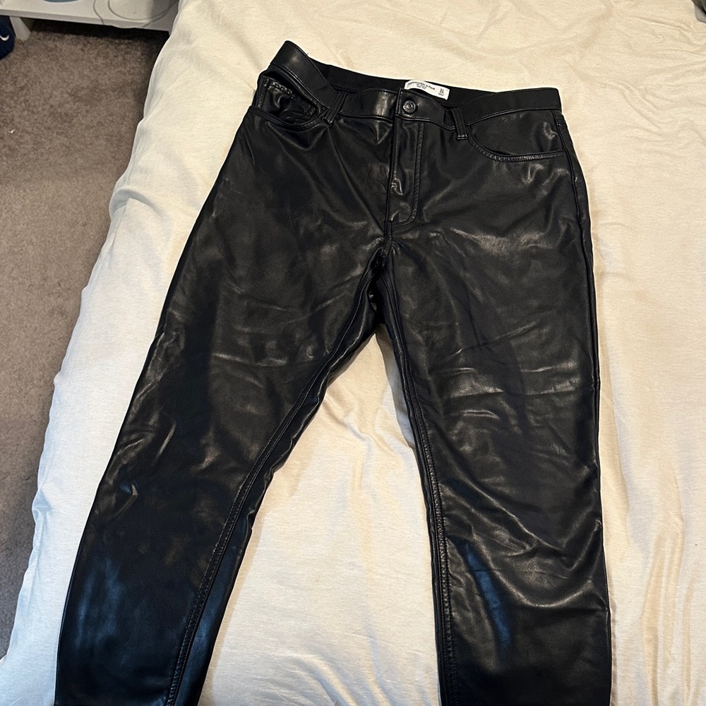 A&F Black High Rise Faux Leather Pant